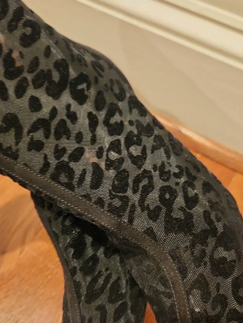 Jessica Simpson Black Leopard Mesh Ankle Booties